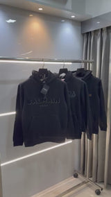 Balmai n Paris Black Logo Work Imported Hoodie