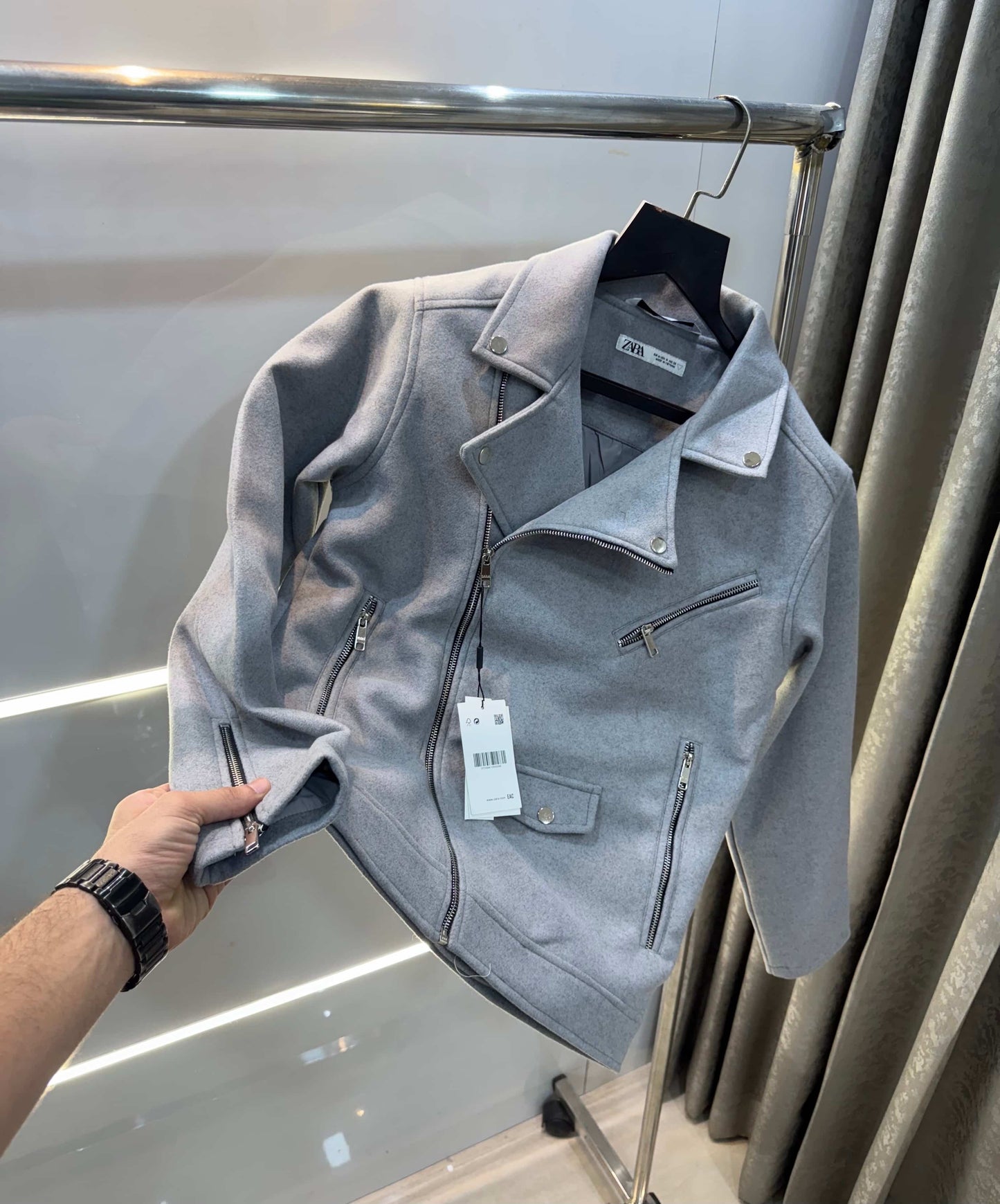 Zar a Grey Cross Zip Lu.._X..ury Sweado Jacket