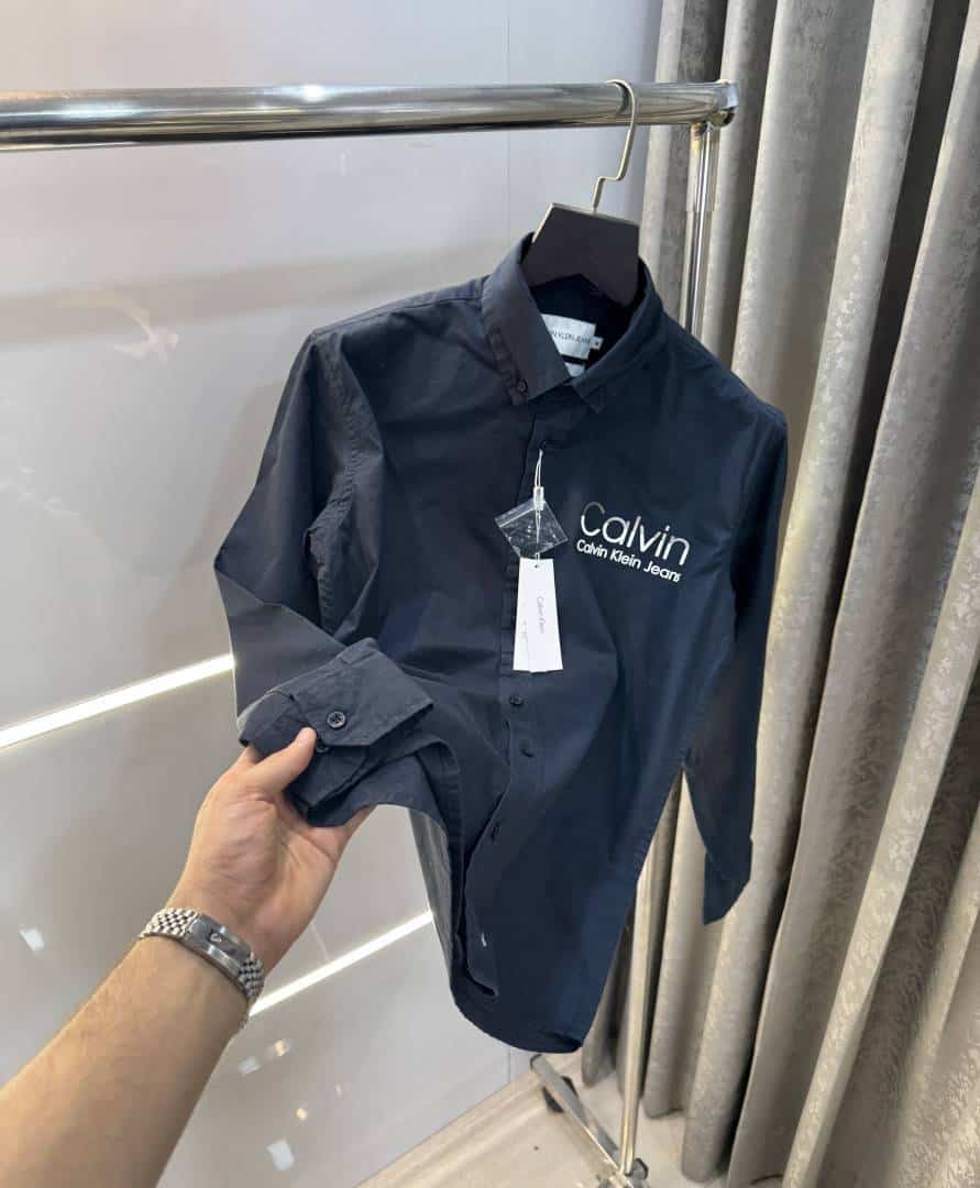 CaL..v!n KL_Ein Navy Blue Logo Print Premium Shirt