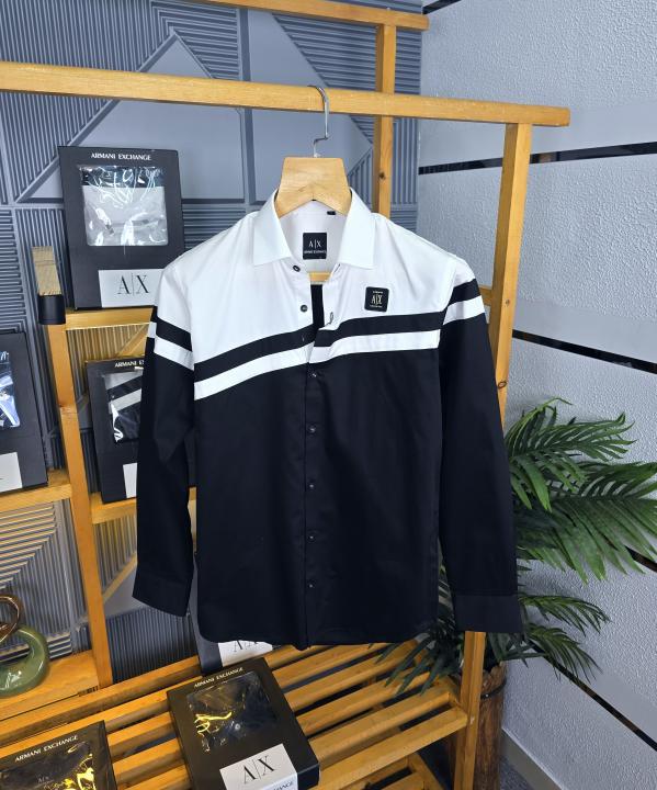 AX SHIRTS WHITE BLACK M466-W