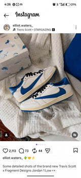 Nikee Air Jordan Retro 1 X Travis Scott Fragment Heat Of White Semi Ua Quality With Og Box