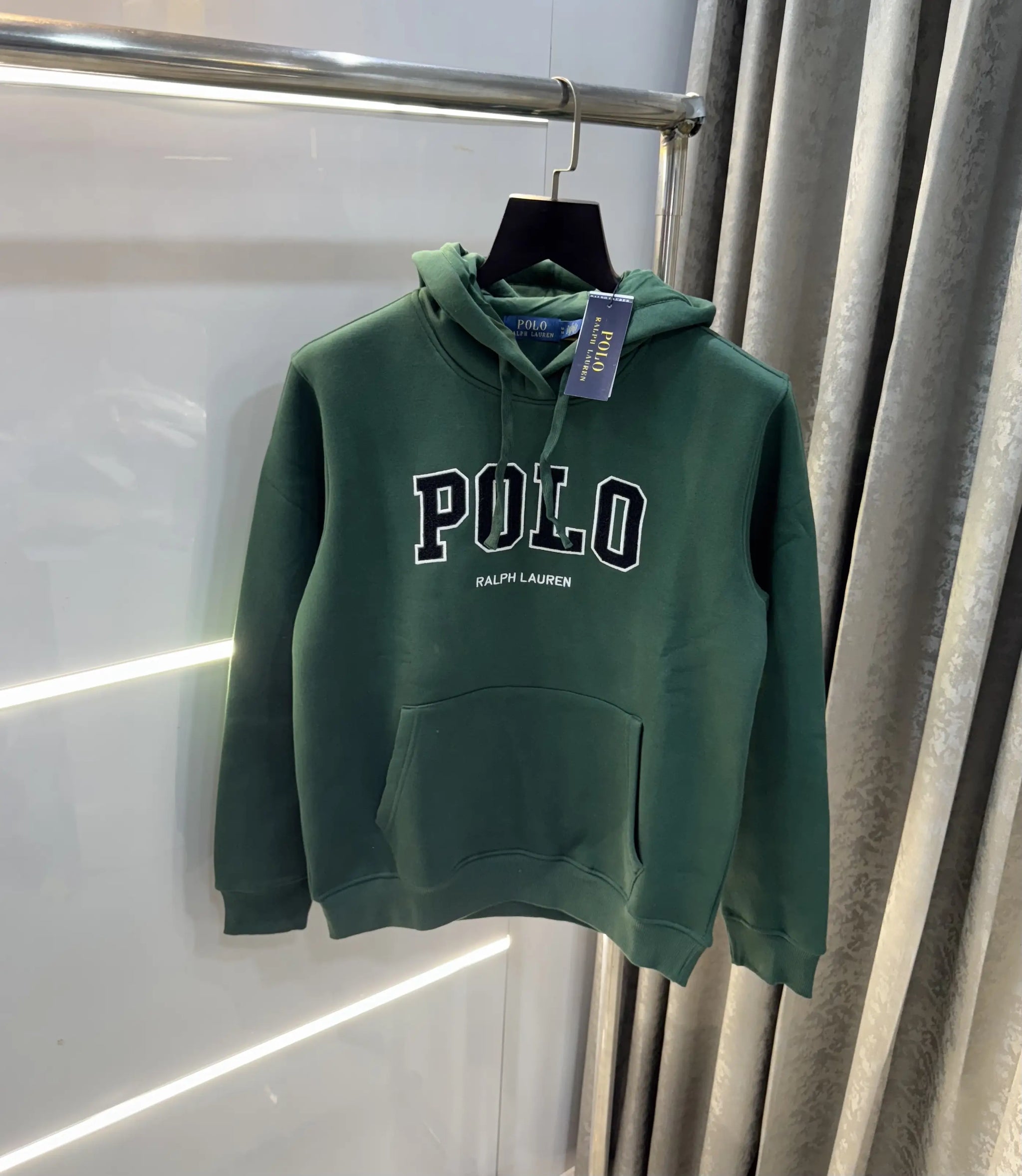 Ralph Lauren Bottle Green Embroidery Logo Imported Hoodie