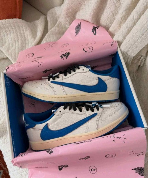 Nikee Air Jordan Retro 1 X Travis Scott Fragment Heat Of White Semi Ua Quality With Og Box