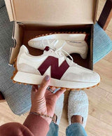 new balancee 327 Moonbeam Burgundy