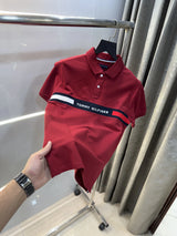 Tommy Hilfiger Maroon Logo Work Premium Polo T-Shirt