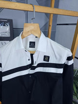AX SHIRTS WHITE BLACK M466-W