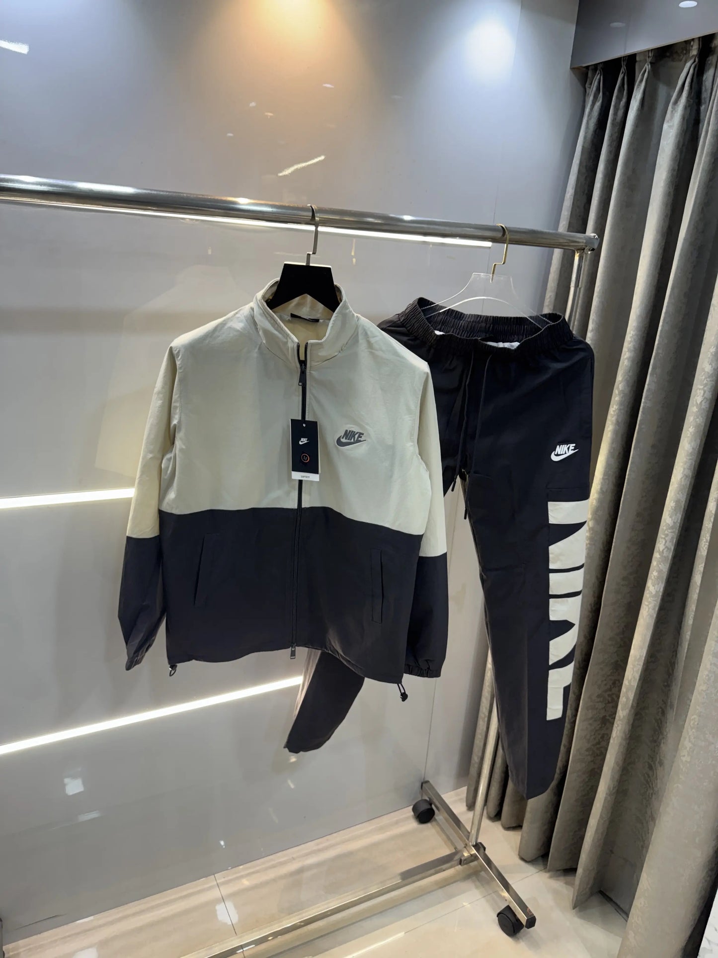 N!ke Beige Grey Logo Work Premium Tracksuit