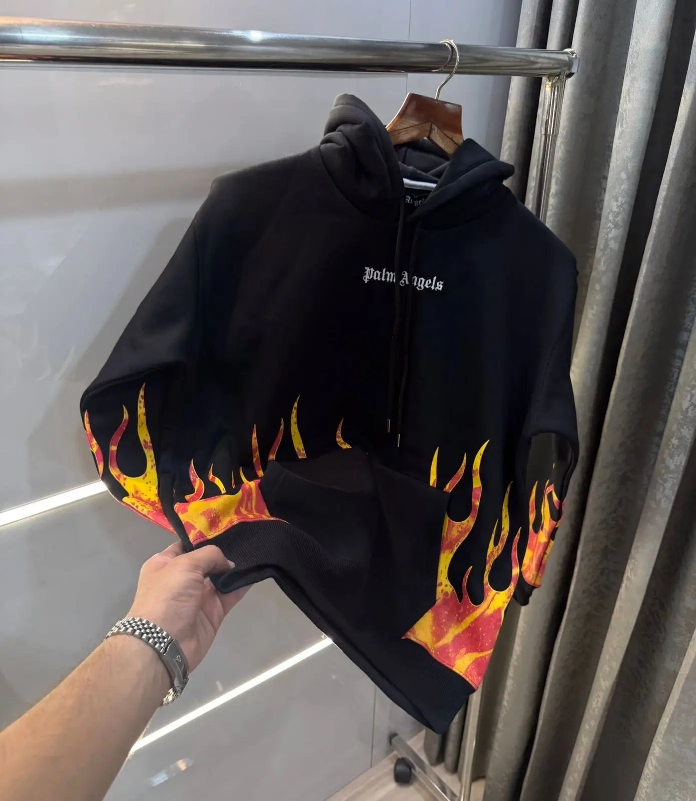 Palm Angels Black Printed Imported Hoodie