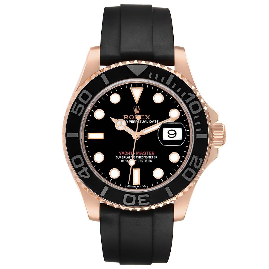 Role_x Yatch Master Rose Gold Oysterflex Black Mint Mens Watch Luxury Edition Premium Quality RoyalWatchStore.in